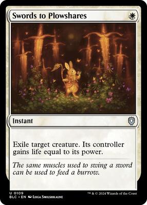 Swords to Plowshares card from Commander: Bloomburrow