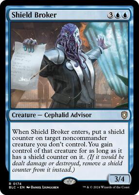 Shield Broker card from Commander: Bloomburrow