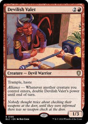 Devilish Valet card from Commander: Bloomburrow