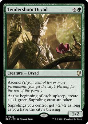 Tendershoot Dryad card from Commander: Bloomburrow