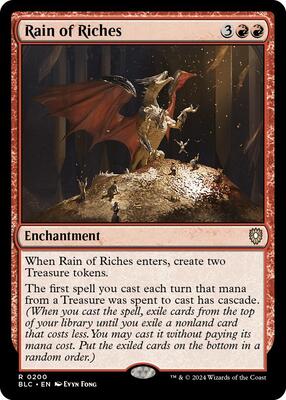 Rain of Riches card from Commander: Bloomburrow
