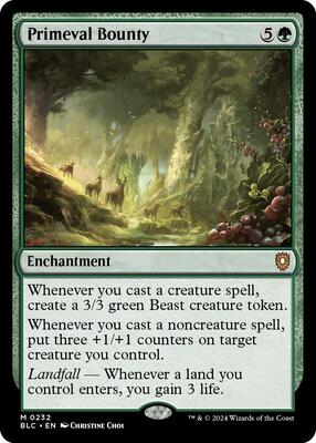 Primeval Bounty card from Commander: Bloomburrow