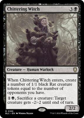 Chittering Witch card from Commander: Bloomburrow