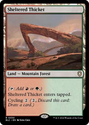 Sheltered Thicket card from Commander: Bloomburrow