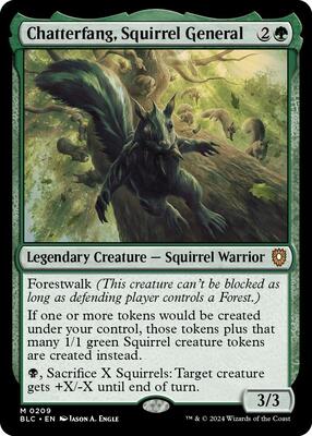 Chatterfang, Squirrel General card from Commander: Bloomburrow