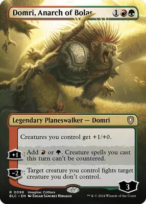 Domri, Anarch of Bolas (Borderless) card from Commander: Bloomburrow