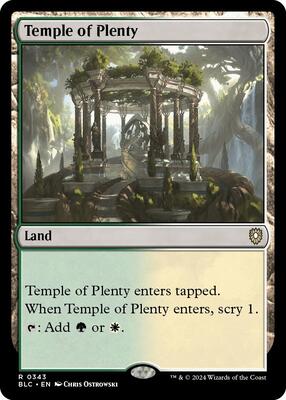 Temple of Plenty card from Commander: Bloomburrow