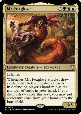 Mr. Foxglove card from Commander: Bloomburrow