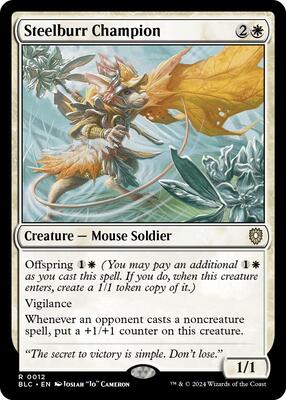 Steelburr Champion card from Commander: Bloomburrow