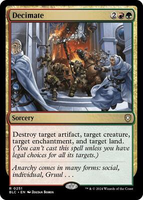 Decimate card from Commander: Bloomburrow