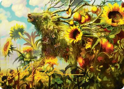 Beza, the Bounding Spring Art Card (Gold-Stamped Signature) card from Art Series: Bloomburrow