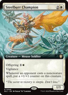 Steelburr Champion (Extended Art) card from Commander: Bloomburrow