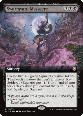Swarmyard Massacre (Extended Art) card from Commander: Bloomburrow