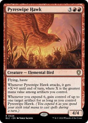 Pyreswipe Hawk card from Commander: Bloomburrow