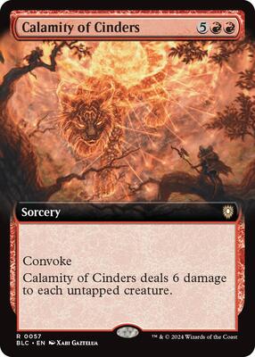 Calamity of Cinders (Extended Art) card from Commander: Bloomburrow