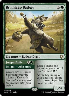Brightcap Badger card from Commander: Bloomburrow