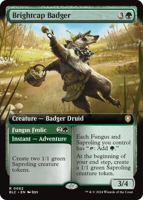 Brightcap Badger (Extended Art) card from Commander: Bloomburrow
