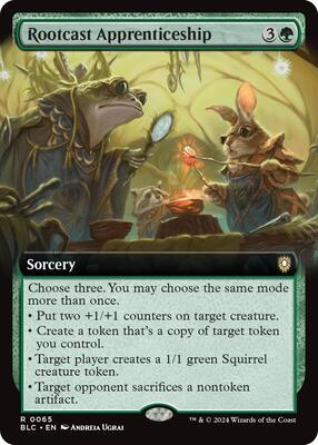 Rootcast Apprenticeship (Extended Art) card from Commander: Bloomburrow