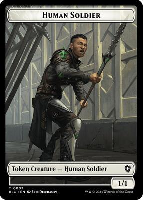 Human Soldier // Wolf (0035) Double-Sided Token card from Commander: Bloomburrow