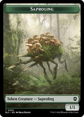 Saproling // Treasure Double-Sided Token card from Commander: Bloomburrow