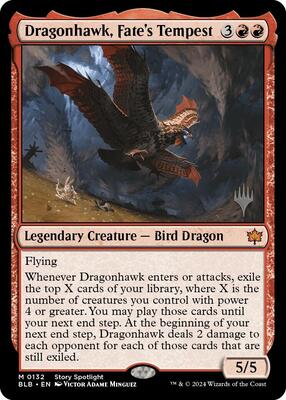 Dragonhawk, Fate's Tempest card from Promo Pack: Bloomburrow