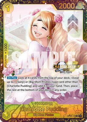 Charlotte Pudding (Championship 2024) card from One Piece Promotion Cards