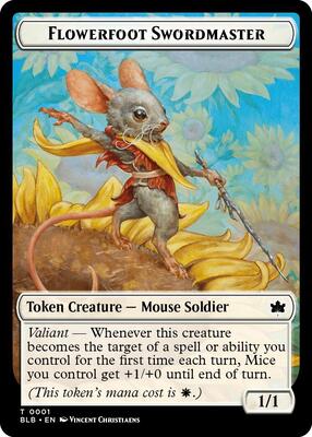 Flowerfoot Swordmaster Token card from Bloomburrow
