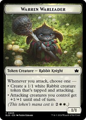 Warren Warleader Token card from Bloomburrow