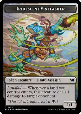 Iridescent Vinelasher Token card from Bloomburrow