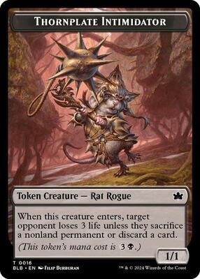 Thornplate Intimidator Token card from Bloomburrow