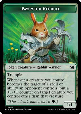 Pawpatch Recruit Token card from Bloomburrow
