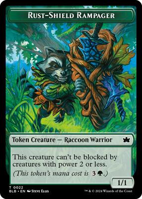 Rust-Shield Rampager Token card from Bloomburrow
