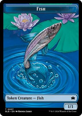 Fish // Tender Wildguide Double-Sided Token card from Bloomburrow