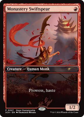 Monastery Swiftspear card from Game Day & Store Championship Promos