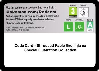 Code Card - Shrouded Fable Greninja ex Special Illustration Collection card from SV: Shrouded Fable