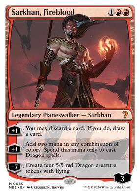 Sarkhan, Fireblood (White Border) card from Mystery Booster 2