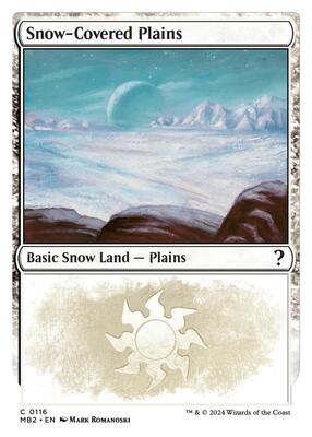Snow-Covered Plains (White Border) card from Mystery Booster 2
