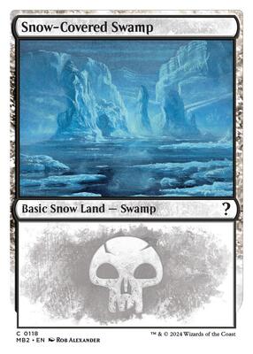 Snow-Covered Swamp (White Border) card from Mystery Booster 2