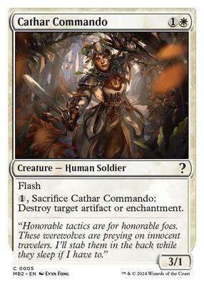 Cathar Commando (White Border) card from Mystery Booster 2