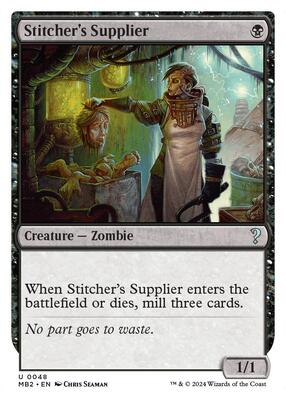 Stitcher's Supplier (White Border) card from Mystery Booster 2