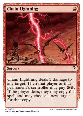 Chain Lightning (White Border) card from Mystery Booster 2