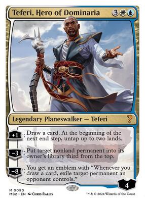 Teferi, Hero of Dominaria (White Border) card from Mystery Booster 2