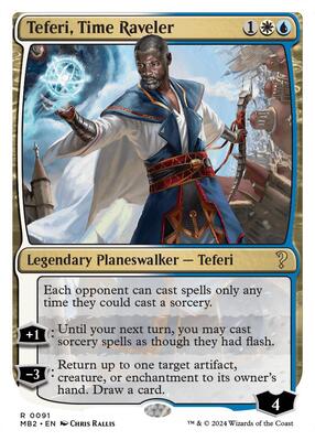 Teferi, Time Raveler (White Border) card from Mystery Booster 2