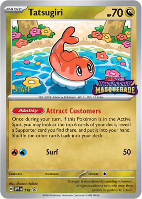 Tatsugiri - 118 (Prerelease) [Staff] card from SV: Scarlet & Violet Promo Cards