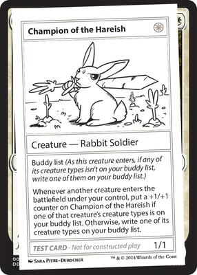 Champion of the Hareish card from Mystery Booster 2 Playtest Cards
