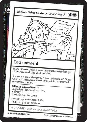 Liliana's Other Contract (double-faced) card from Mystery Booster 2 Playtest Cards