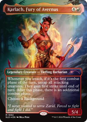 Karlach, Fury of Avernus (Rainbow Foil) card from Secret Lair Drop Series