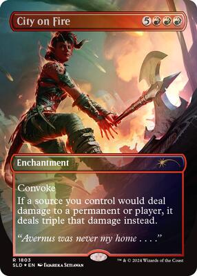 City on Fire (Rainbow Foil) card from Secret Lair Drop Series