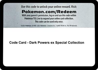Code Card - Dark Powers ex Special Collection card from Miscellaneous Cards & Products