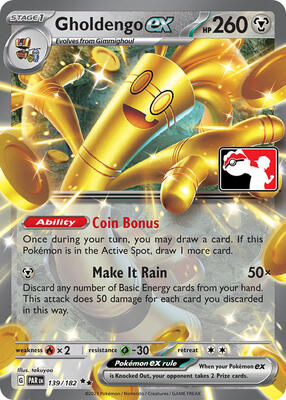Gholdengo ex - 139/182 card from Prize Pack Series Cards
